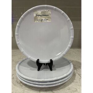 Set 4 Natural Rattan Look Rim 9" Salad Plates MELAMINE Tommy Bahama Plate New